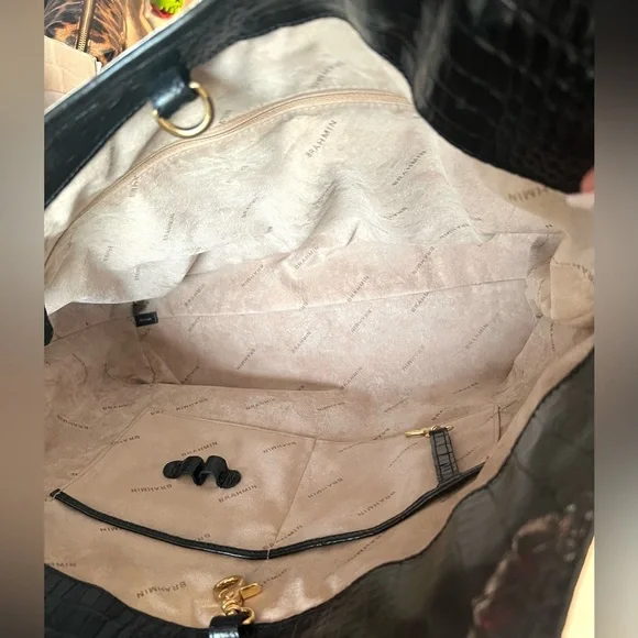 🐆🖤Vintage BRAHMIN Leopard print calf hair & Genuine Leather Shopper Tote Bag🐆EUC - Picture 17 of 17